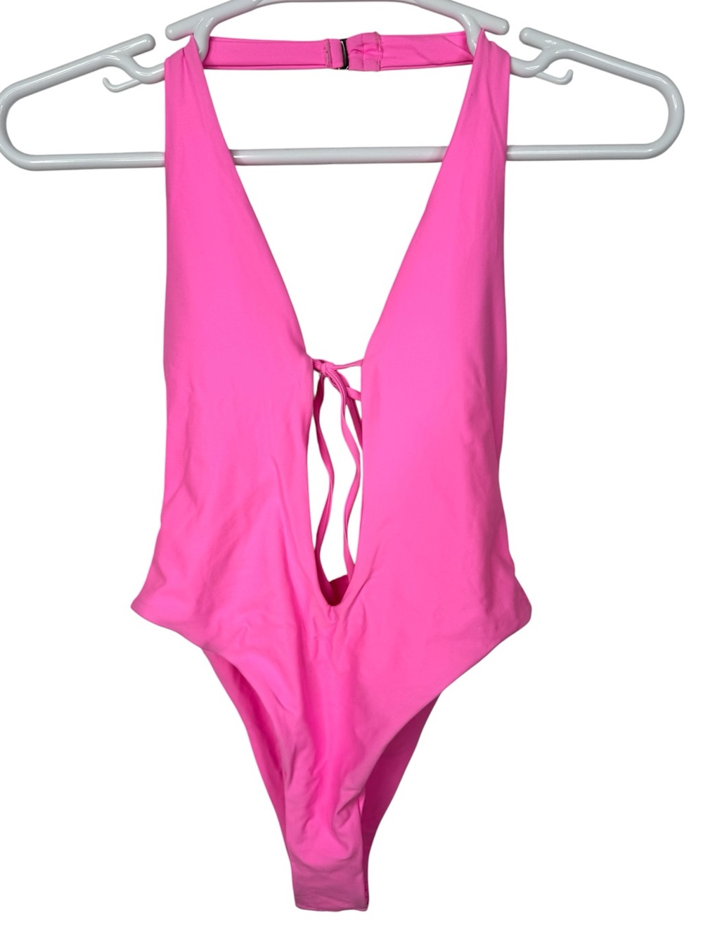 Women’s Bright Pink One-Piece Swimsuit with Deep V